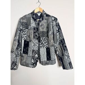 Christopher &  banks patchwork black and white lightweight jacket sz l